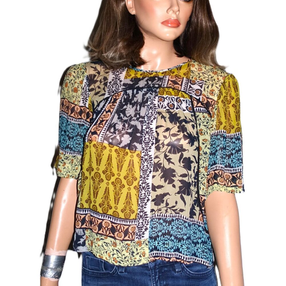 Weston Boho Patchwork Blouse Xs - image 2